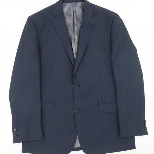 Preworn Mens Blue  Polyester Jacket Blazer Size 40