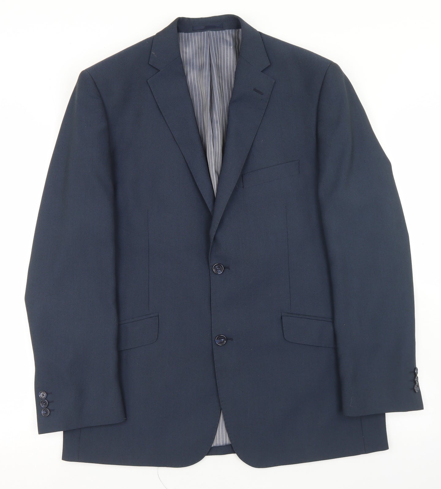 Preworn Mens Blue  Polyester Jacket Blazer Size 40