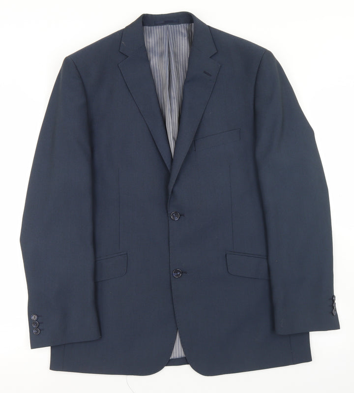 Preworn Mens Blue  Polyester Jacket Blazer Size 40