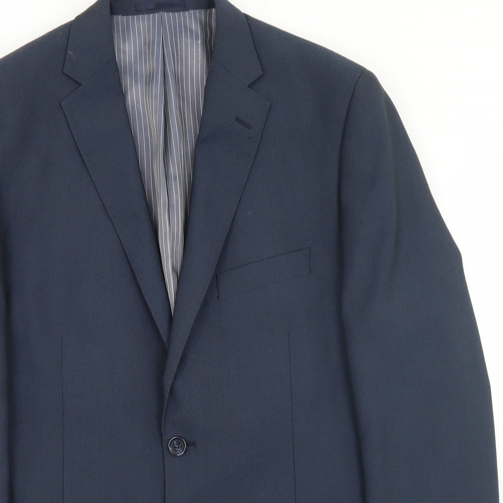 Preworn Mens Blue  Polyester Jacket Blazer Size 40