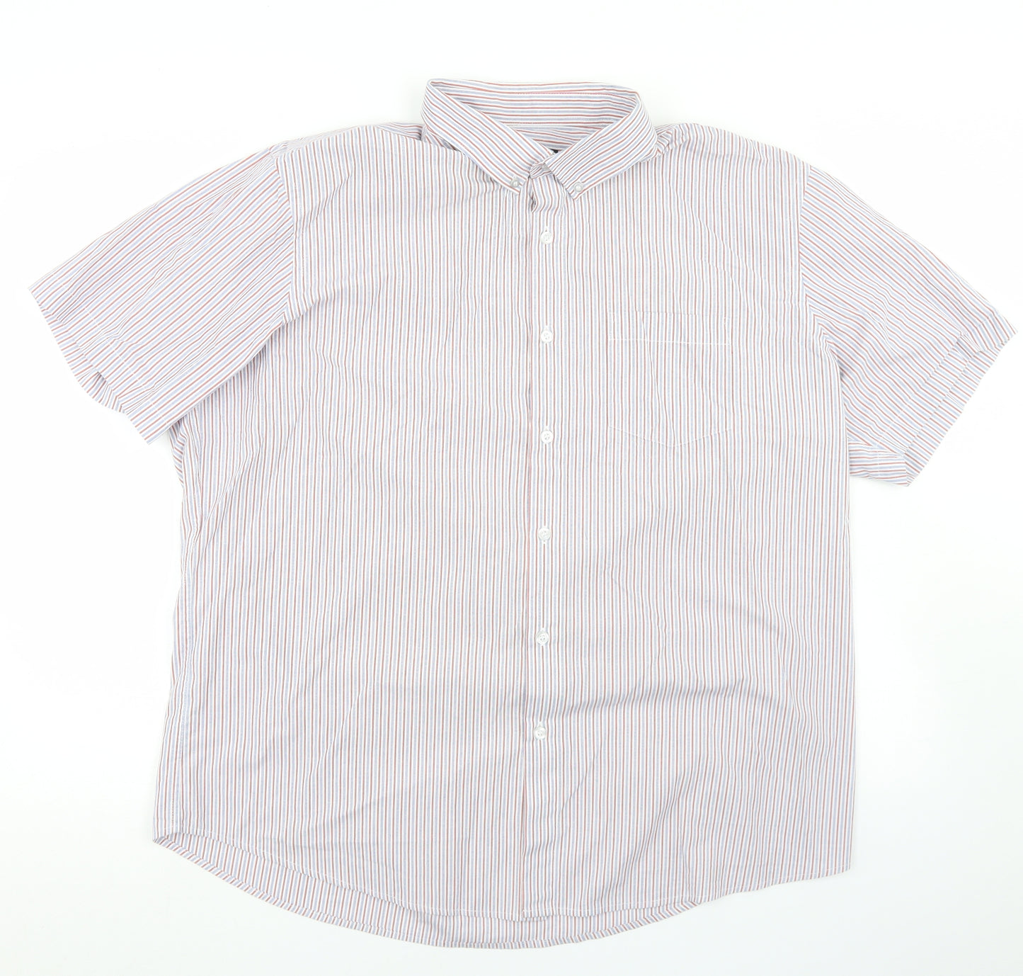 Dunnes Stores Mens Red Striped Cotton  Button-Up Size 2XL Collared Button