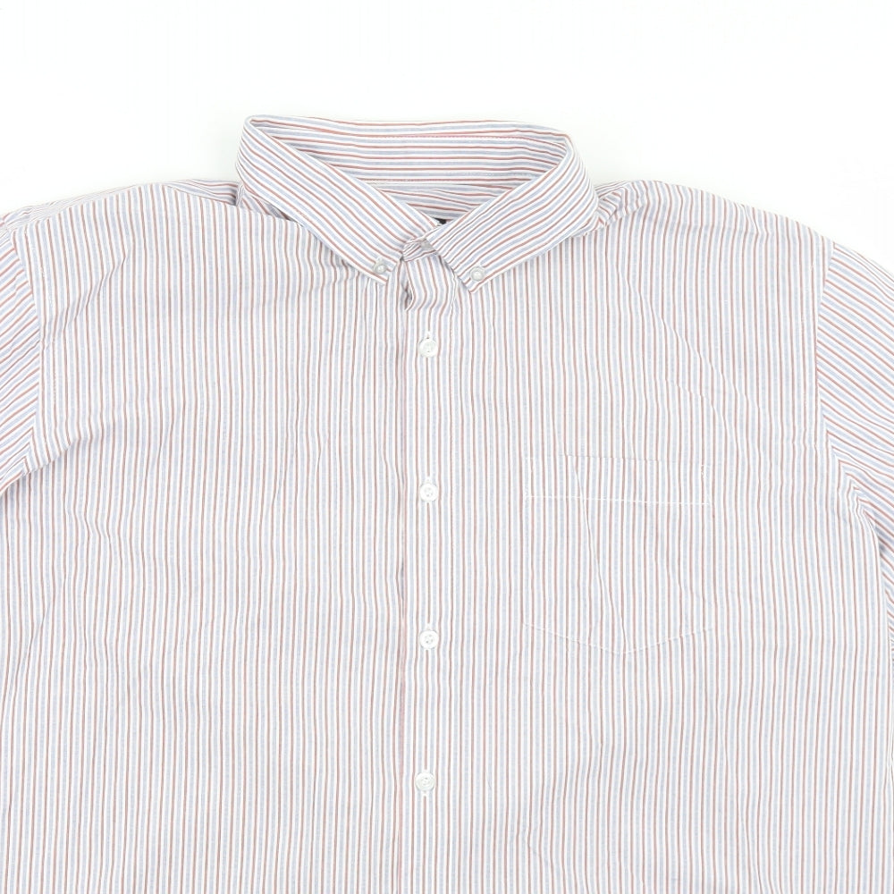 Dunnes Stores Mens Red Striped Cotton  Button-Up Size 2XL Collared Button