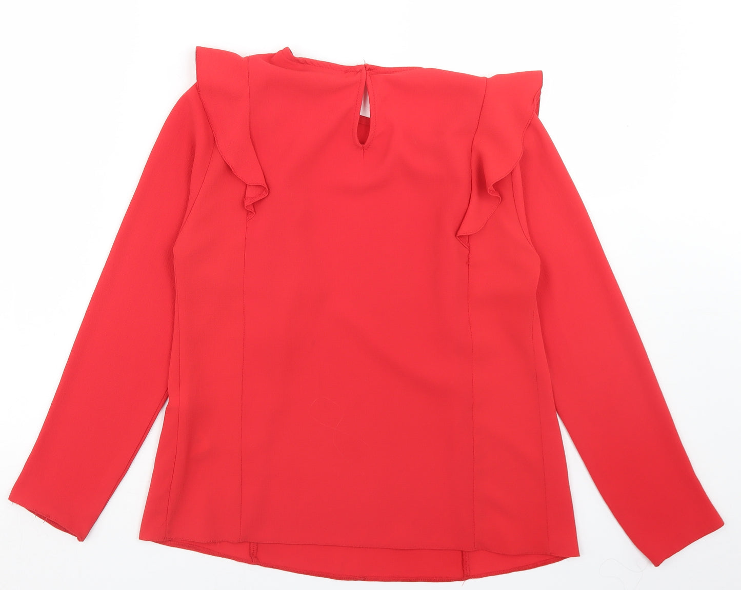 New Look Womens Red  Polyester Basic Blouse Size 8 Round Neck