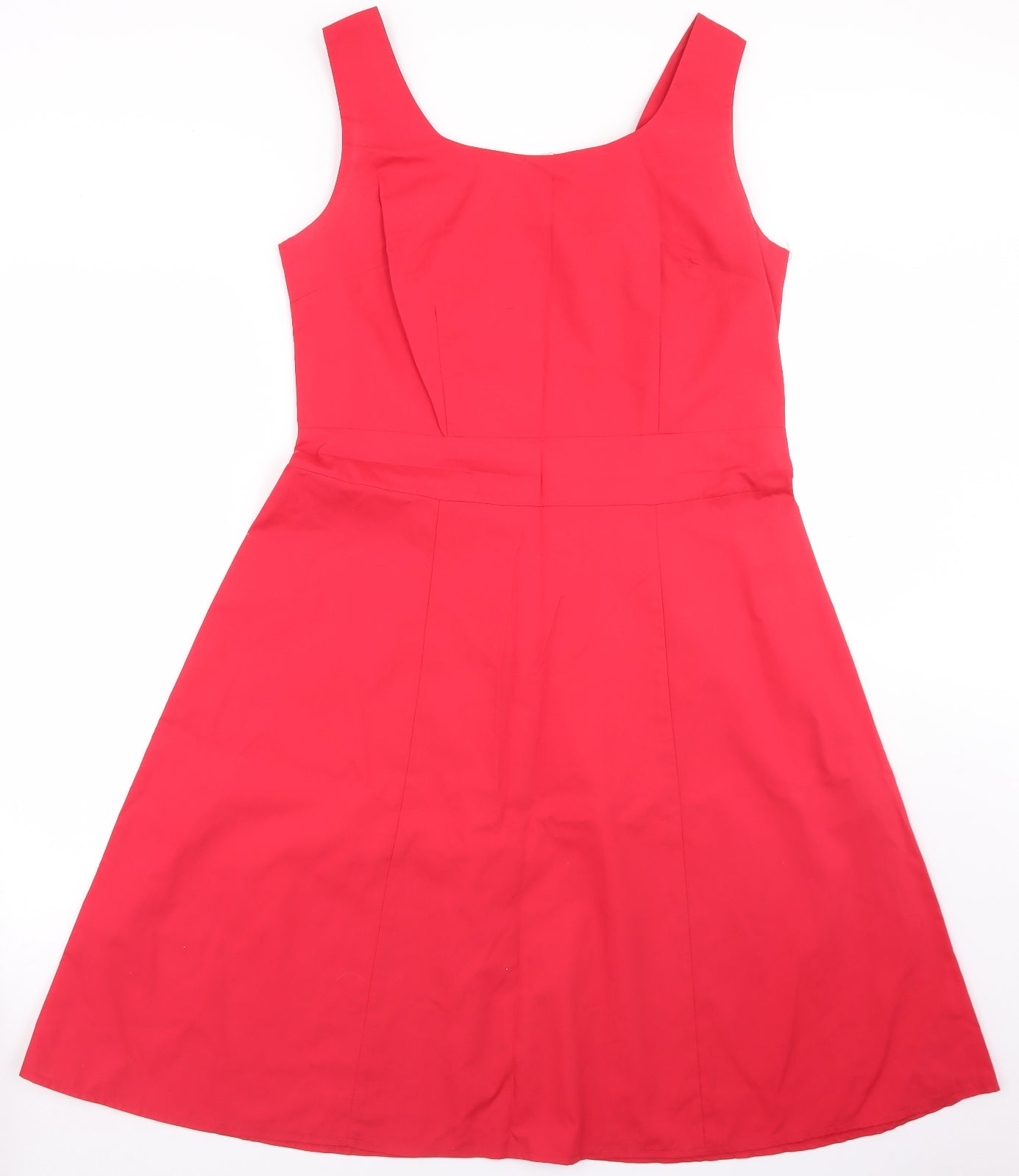Evie Womens Red  Polyester Skater Dress  Size 16  Round Neck Button
