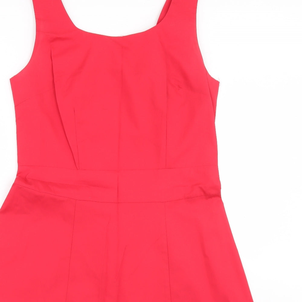 Evie Womens Red  Polyester Skater Dress  Size 16  Round Neck Button