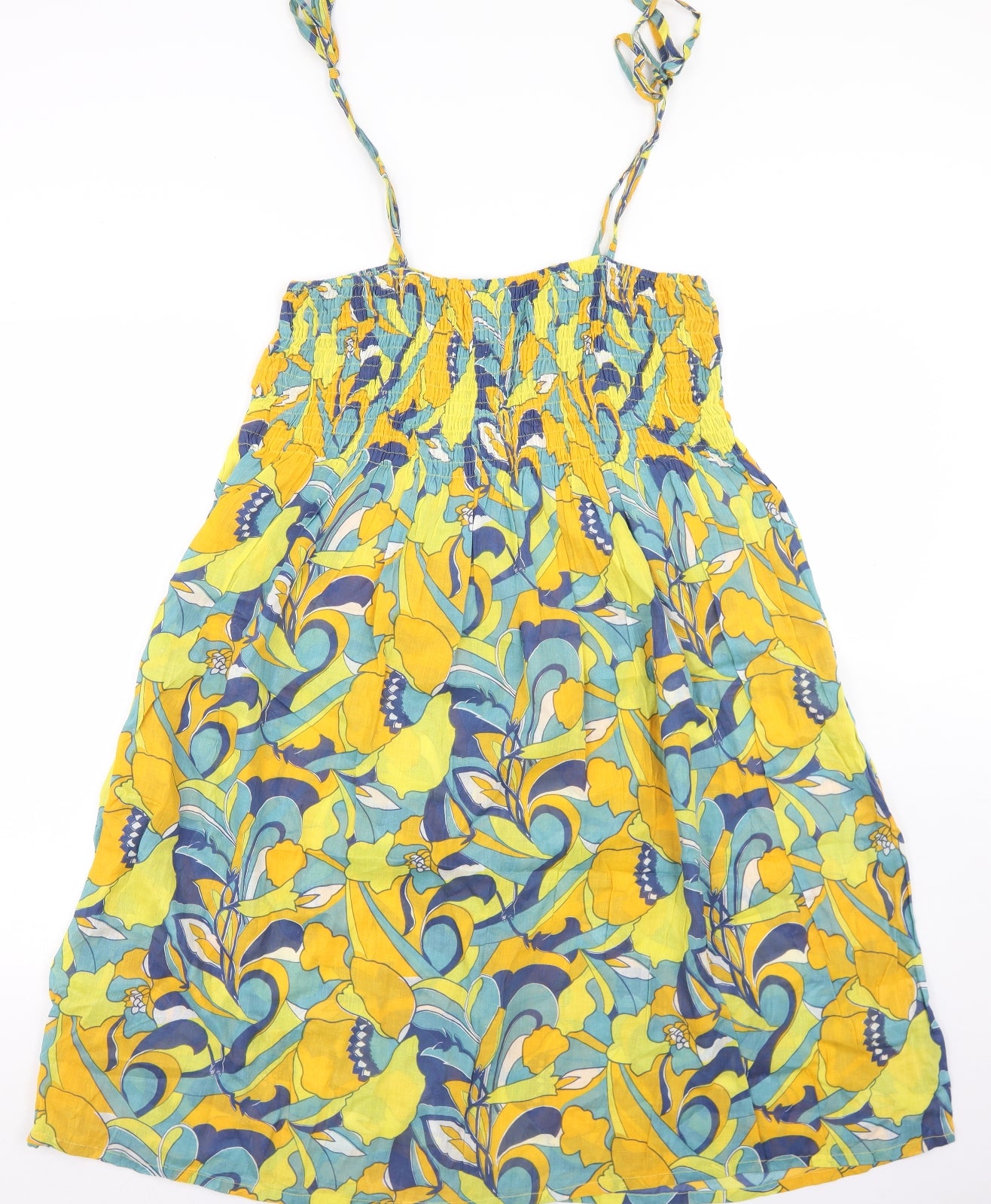Atmosphere Womens Yellow Floral Cotton Trapeze & Swing  Size 14  Square Neck