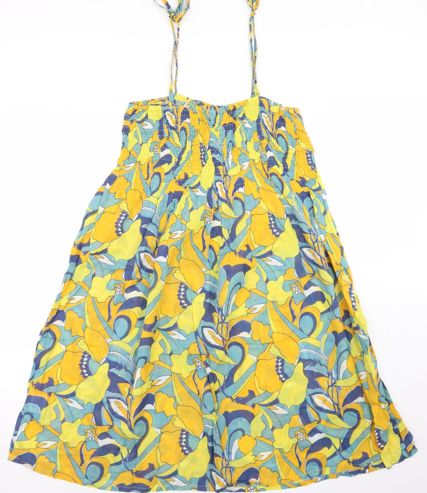 Atmosphere Womens Yellow Floral Cotton Trapeze & Swing  Size 14  Square Neck