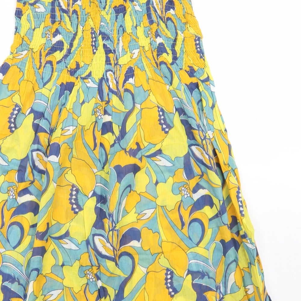 Atmosphere Womens Yellow Floral Cotton Trapeze & Swing  Size 14  Square Neck