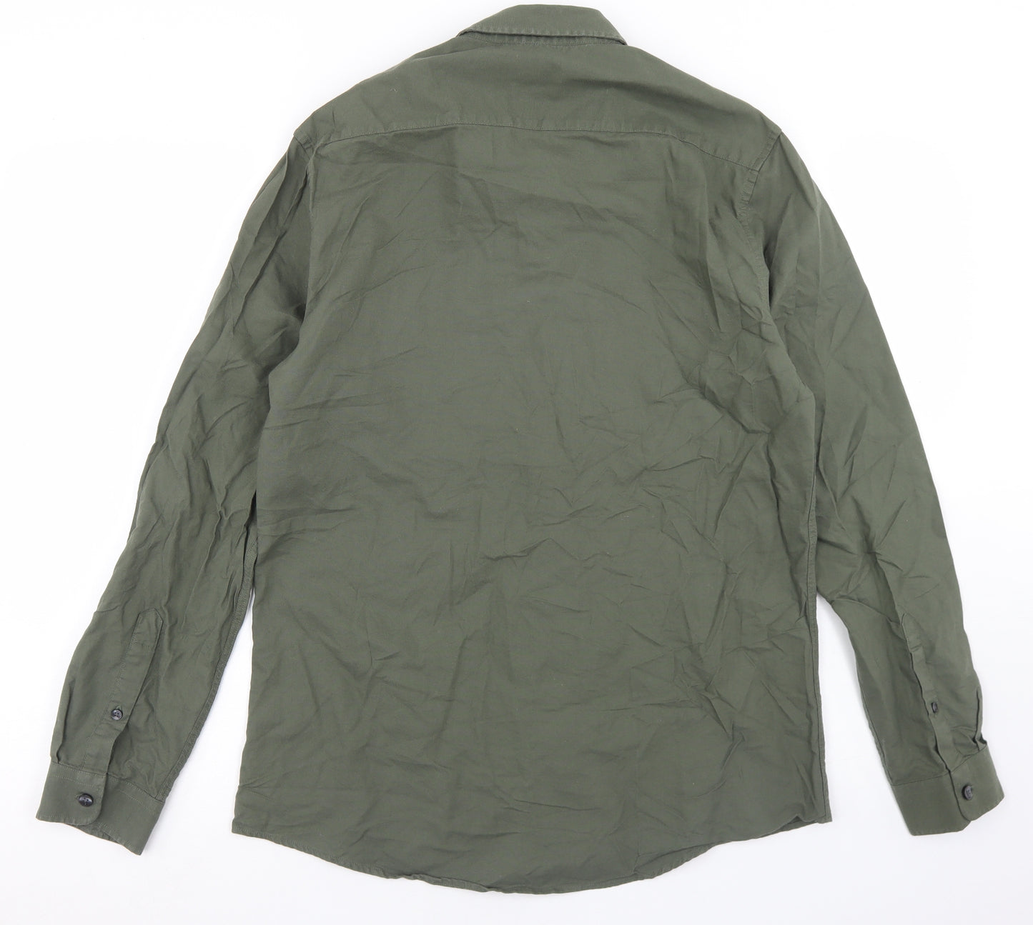 Dunnes Stores Mens Green  Cotton  Button-Up Size M Collared Button