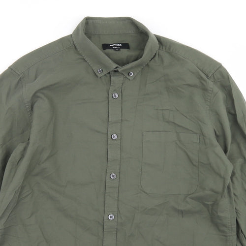 Dunnes Stores Mens Green  Cotton  Button-Up Size M Collared Button