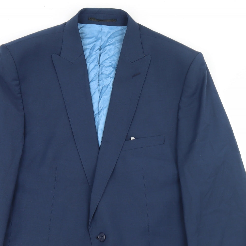 Santinelli Mens Blue  Polyester Jacket Blazer Size 42