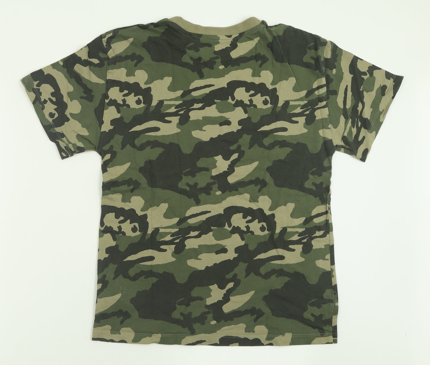 NEXT Boys Green Camouflage Cotton Basic T-Shirt Size 14 Years Crew Neck Pullover