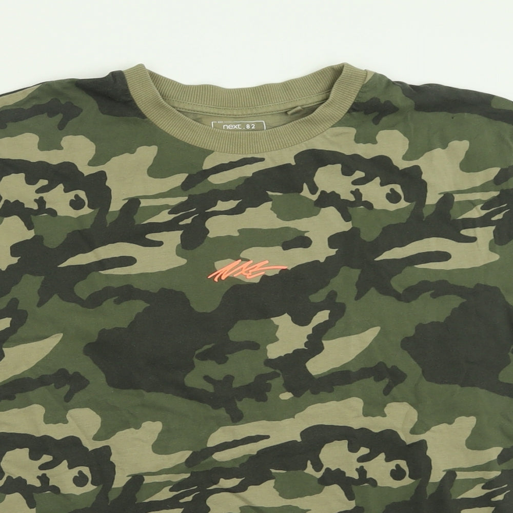 NEXT Boys Green Camouflage Cotton Basic T-Shirt Size 14 Years Crew Neck Pullover