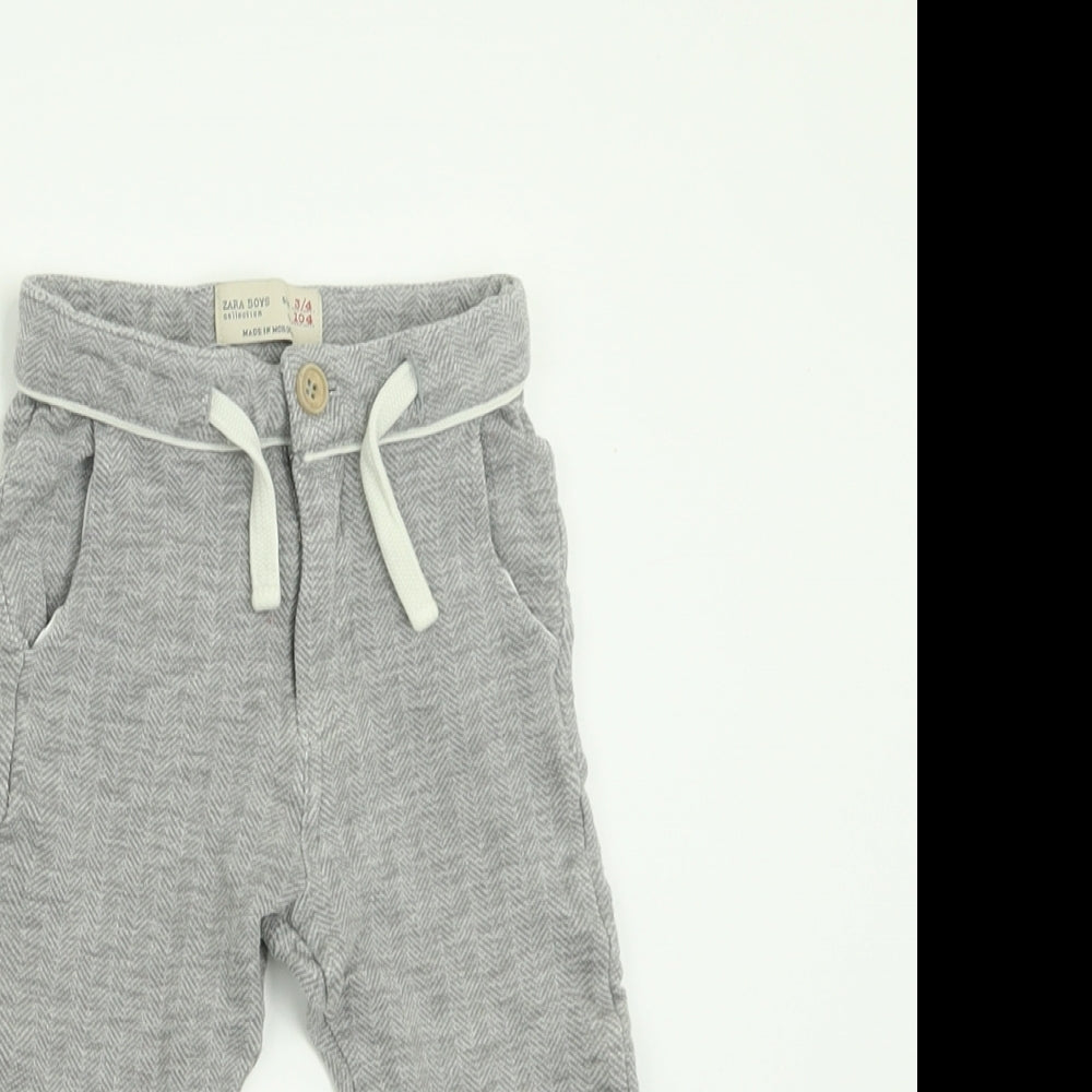 Zara Boys Grey  Polyester Capri Trousers Size 3-4 Years  Regular Button