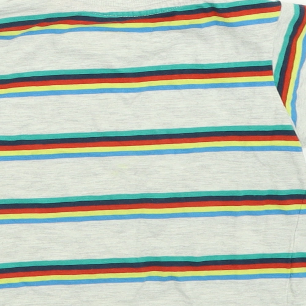 Matalan Boys Grey Striped Cotton Basic T-Shirt Size 12-18 Months Crew Neck Pullover