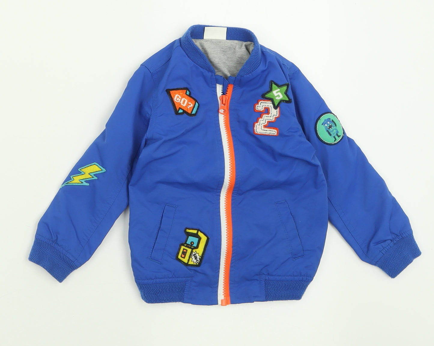 F&F Boys Blue Geometric  Basic Jacket Jacket Size 12-18 Months   Zip