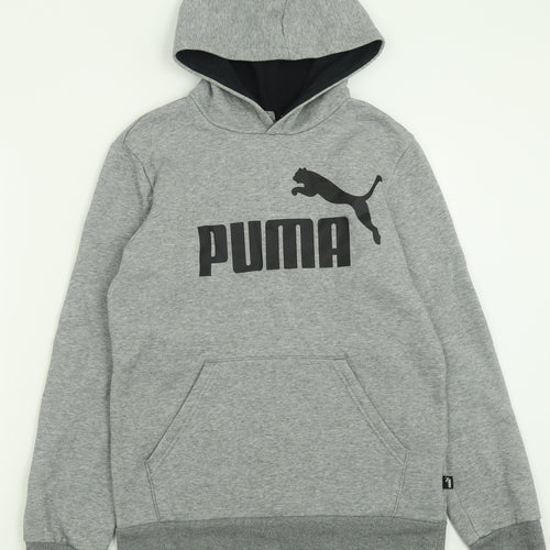 PUMA Boys Grey  Cotton Pullover Hoodie Size 13-14 Years  Pullover