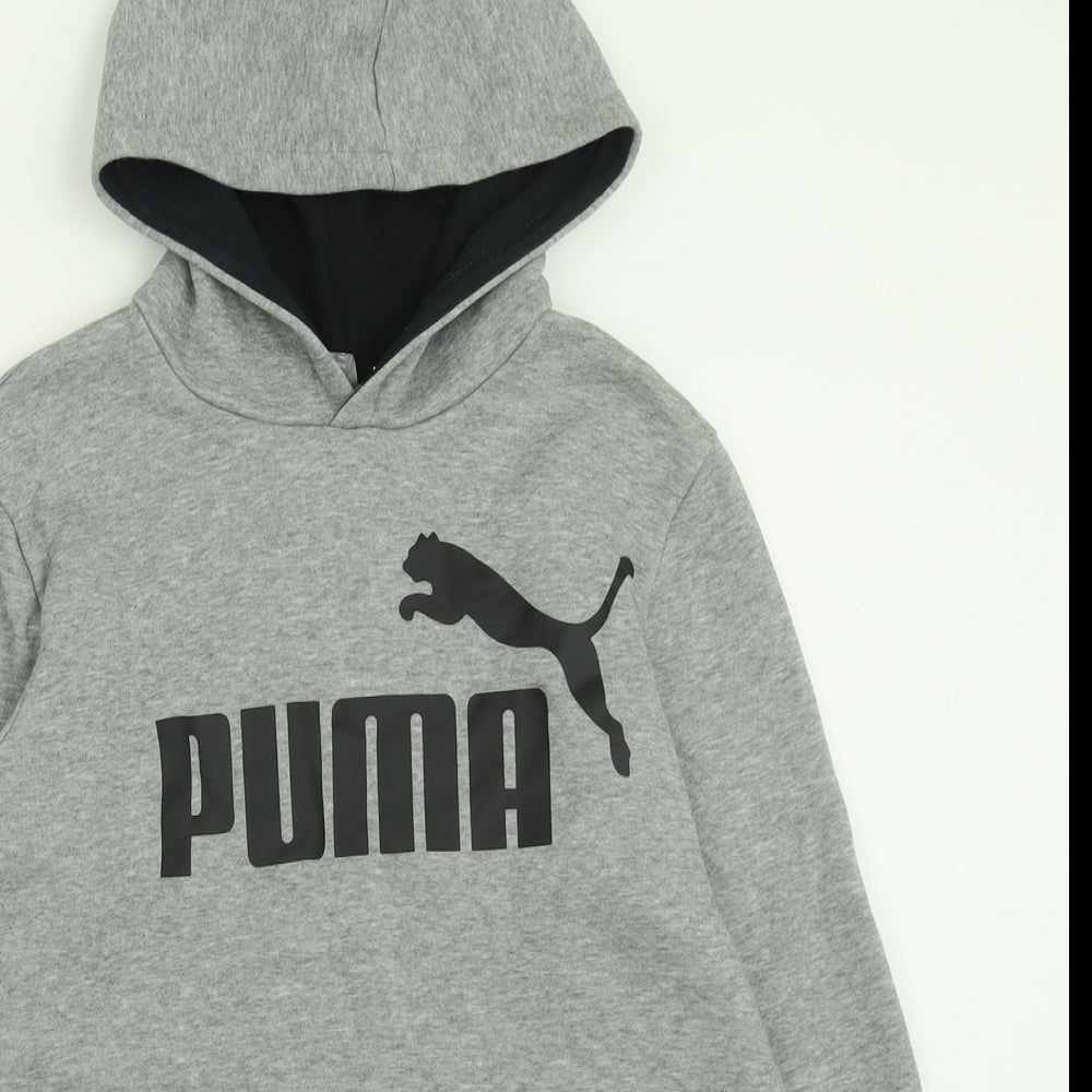 PUMA Boys Grey  Cotton Pullover Hoodie Size 13-14 Years  Pullover
