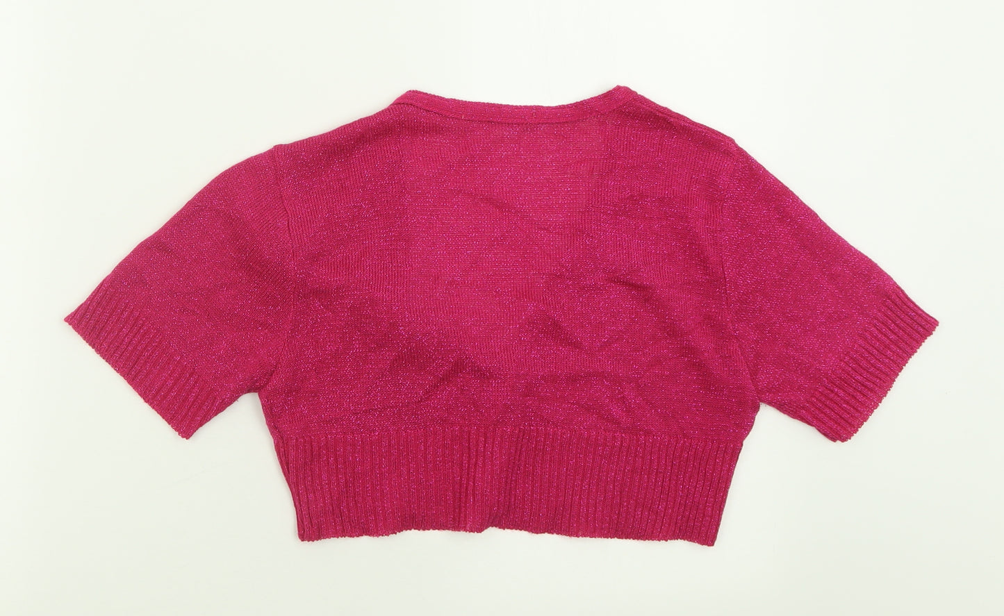 Select Womens Pink Crew Neck  Acrylic Cardigan Jumper Size 12   - Cropped