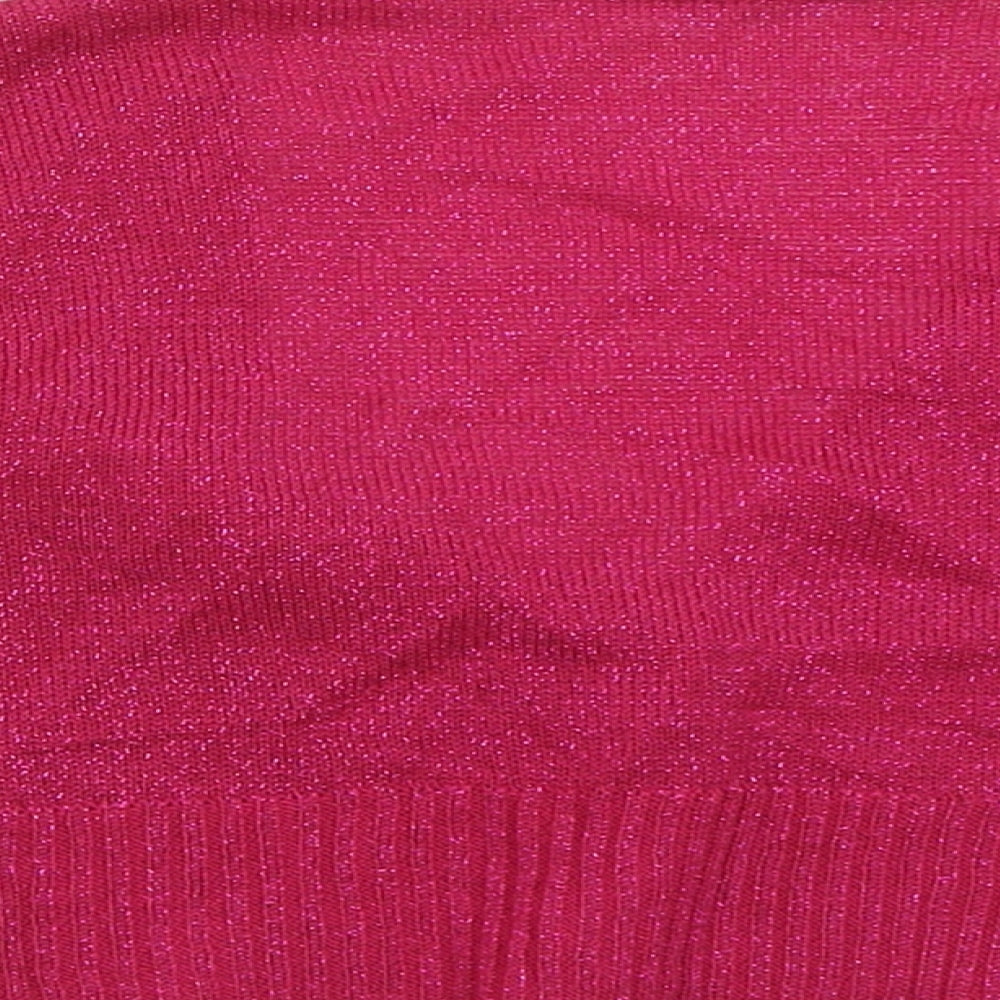 Select Womens Pink Crew Neck  Acrylic Cardigan Jumper Size 12   - Cropped