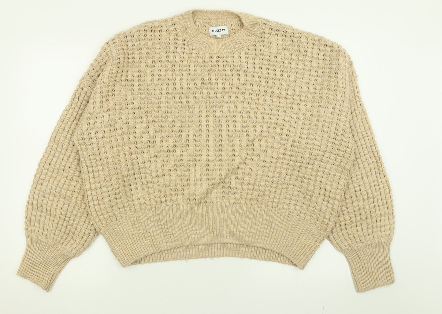 Weekday Womens Brown Crew Neck  Polyamide Pullover Jumper Size M