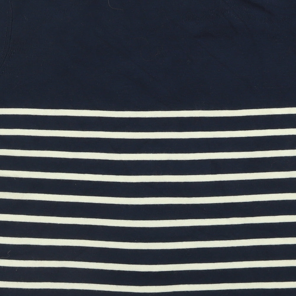 Marks and Spencer Womens Blue Striped Viscose Basic T-Shirt Size 18 Square Neck