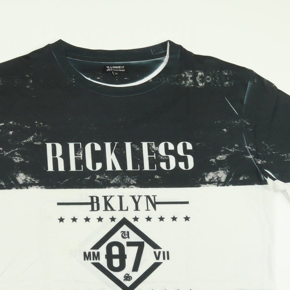 Twisted Soul Mens Black  Polyester  T-Shirt Size XL Crew Neck