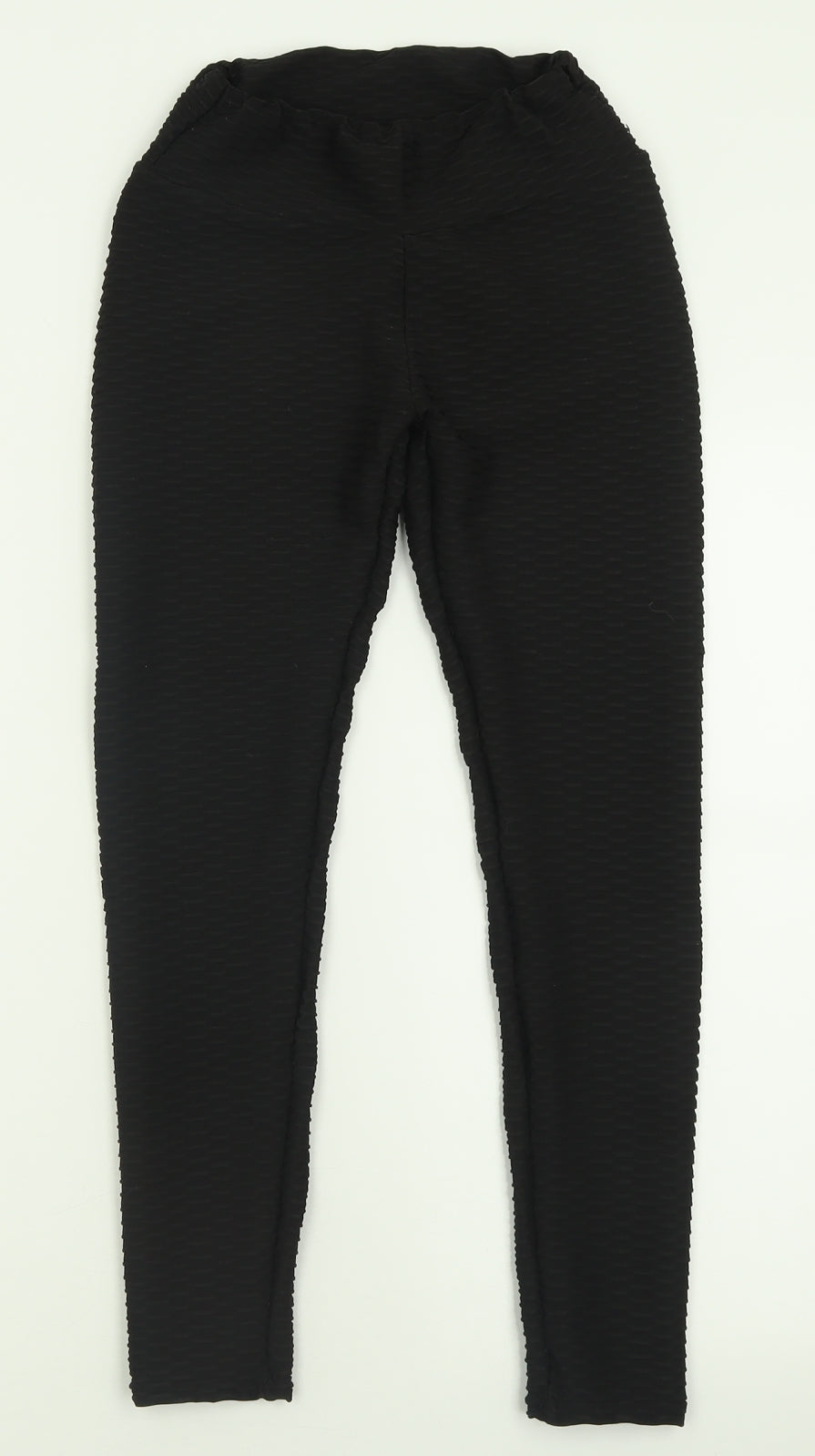 Preworn Womens Black  Polyester Capri Leggings Size 26 in L28 in   - HoneyComb Leggings