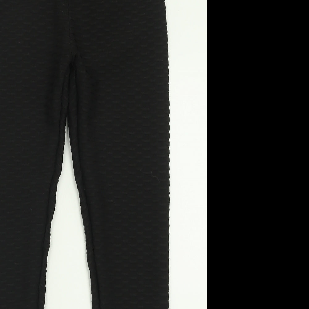 Preworn Womens Black  Polyester Capri Leggings Size 26 in L28 in   - HoneyComb Leggings