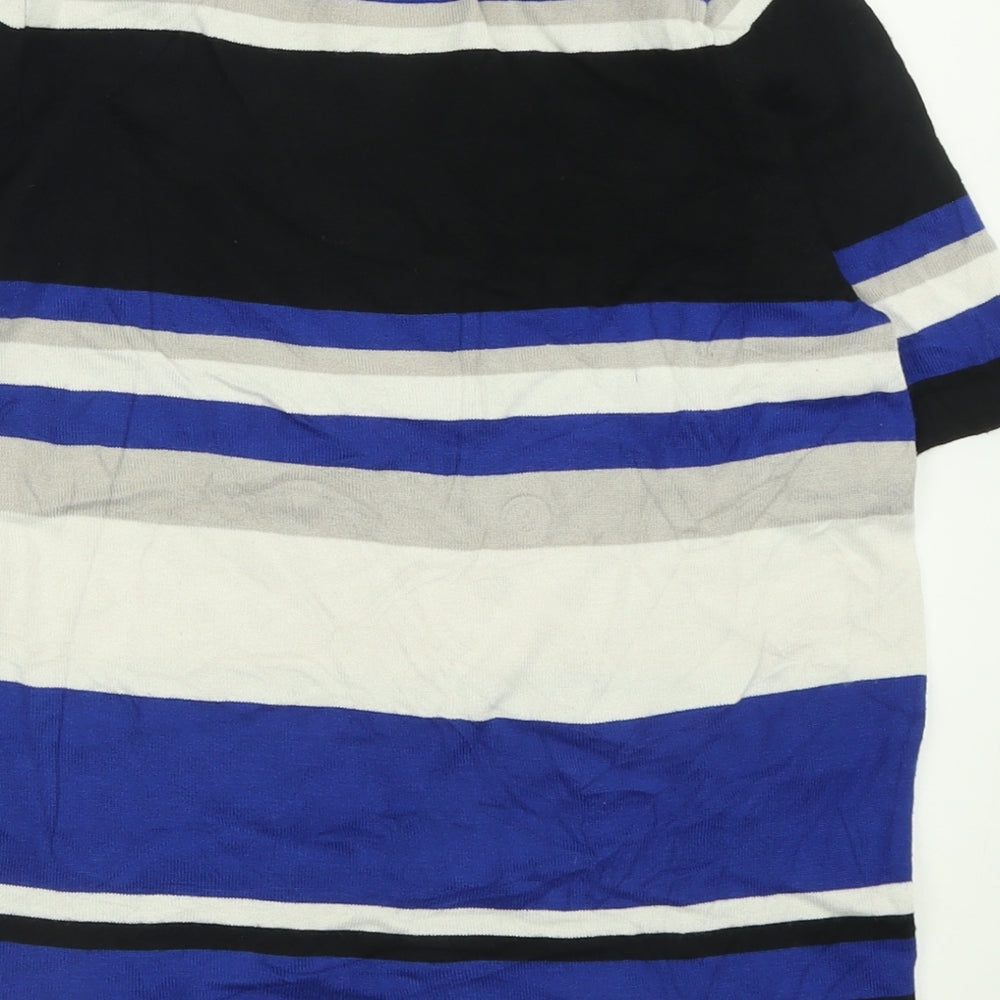 TU Womens Blue Striped Viscose Basic T-Shirt Size 12 Crew Neck