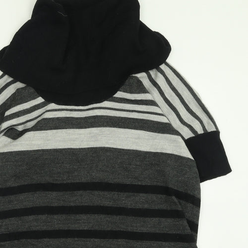 Damart Womens Grey Roll Neck Striped Acrylic Pullover Jumper Size 14