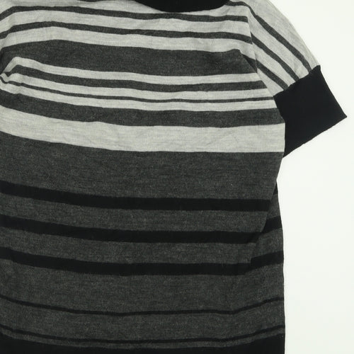 Damart Womens Grey Roll Neck Striped Acrylic Pullover Jumper Size 14