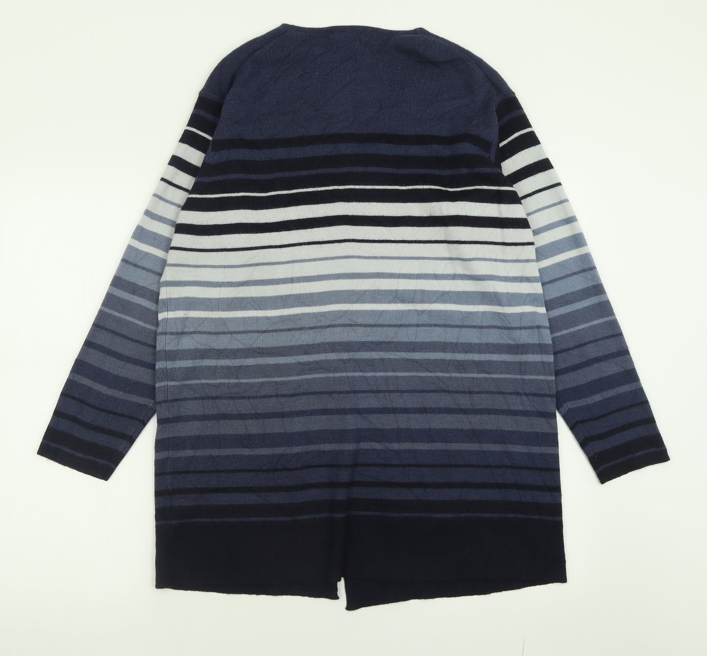 PLANET Womens Blue V-Neck Striped Acrylic Cardigan Jumper Size S