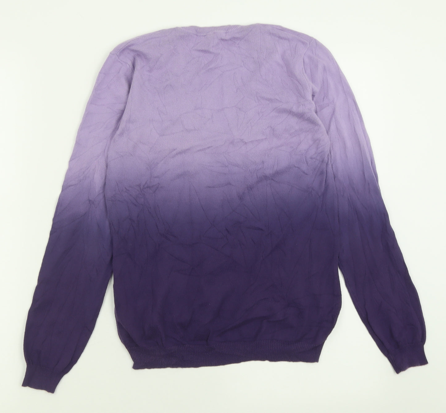 Stile Benetton Womens Purple Crew Neck  Cotton Pullover Jumper Size S