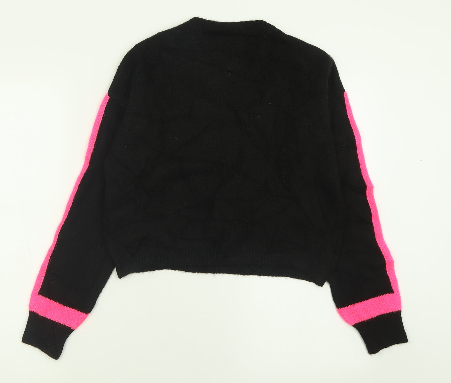 Primark Womens Black Crew Neck  Acrylic Pullover Jumper Size S
