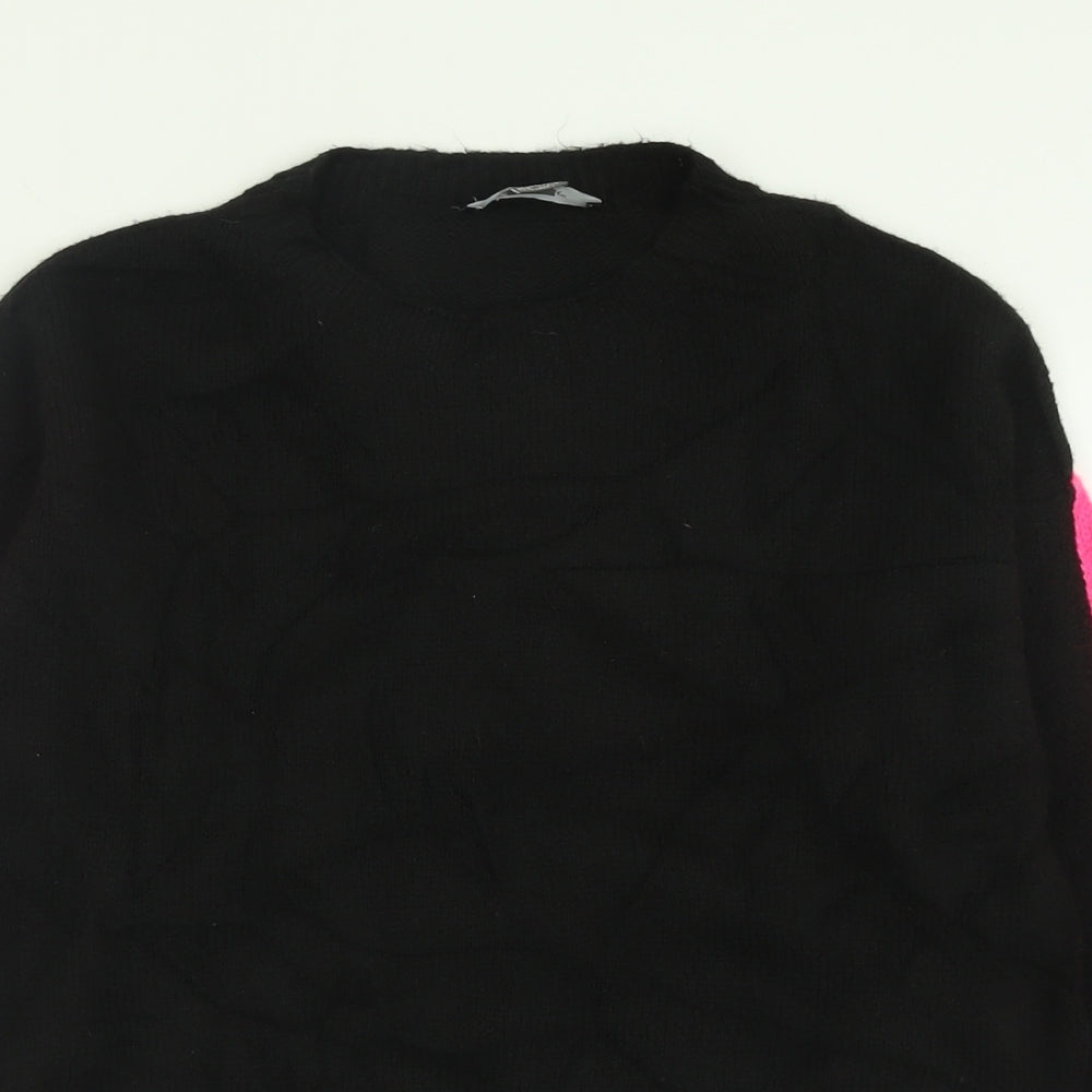Primark Womens Black Crew Neck  Acrylic Pullover Jumper Size S