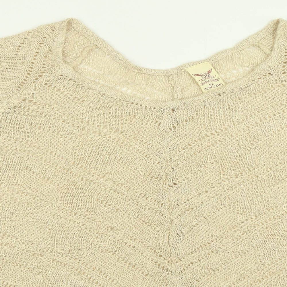 Faded Glory Womens Beige Crew Neck  Acrylic Pullover Jumper Size 22
