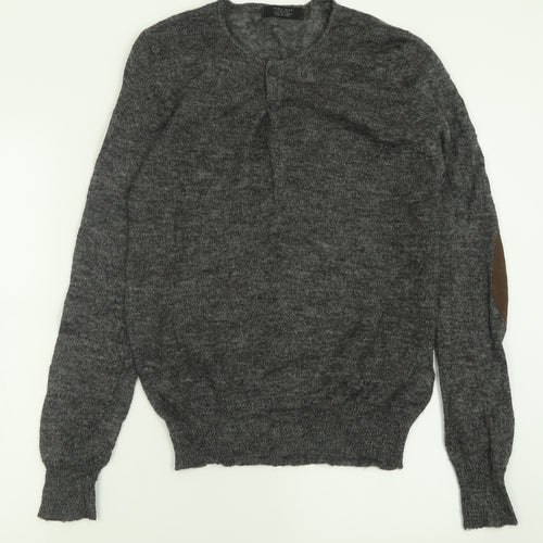 Zara Mens Grey Crew Neck  Acrylic Pullover Jumper Size M