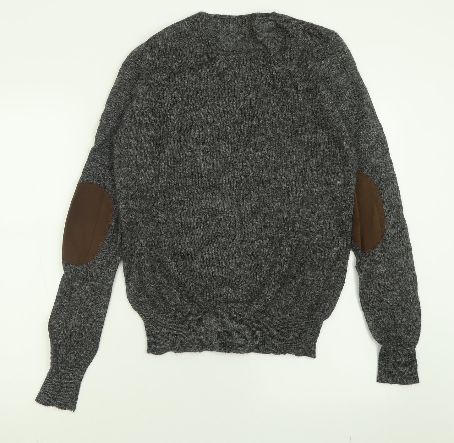 Zara Mens Grey Crew Neck  Acrylic Pullover Jumper Size M