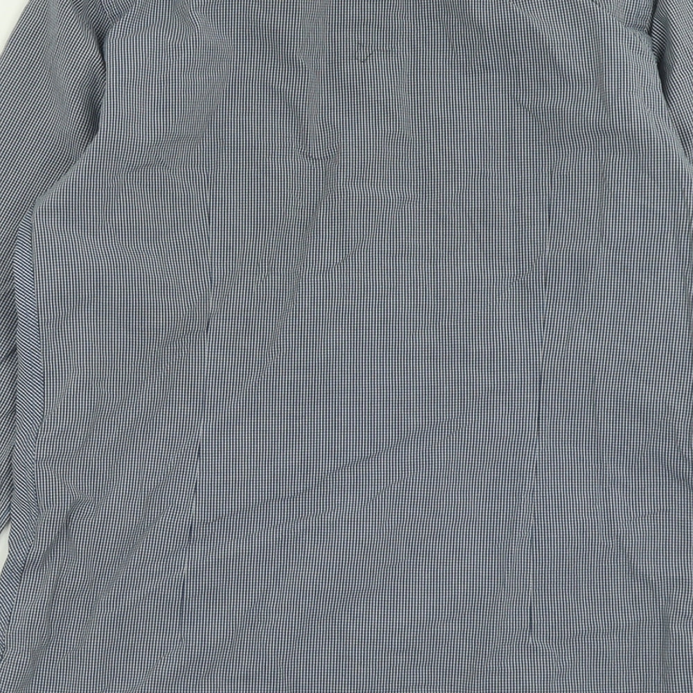 Ted Baker Mens Blue Plaid Cotton  Button-Up Size L Collared Button