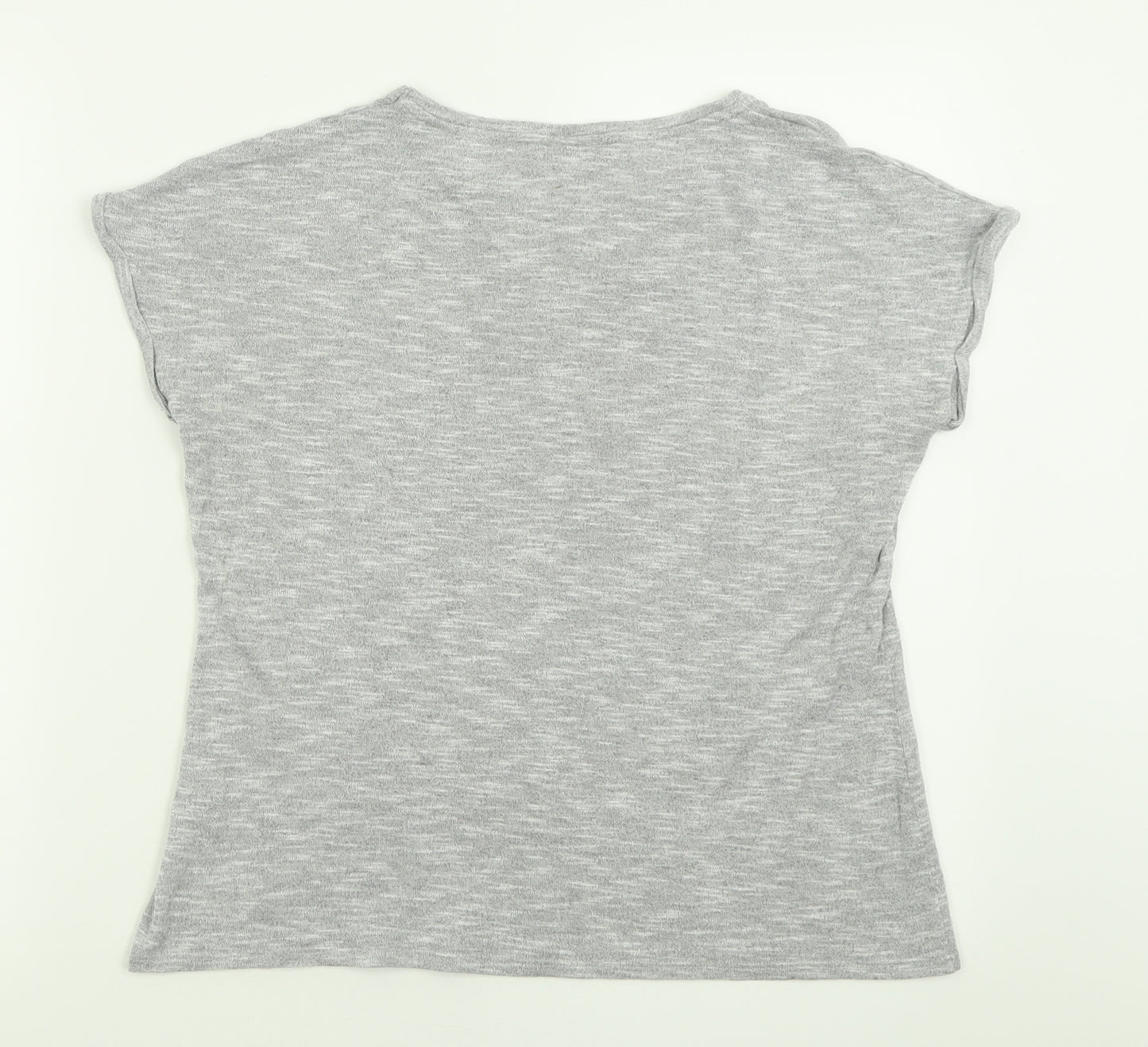 Papaya Womens Grey  Viscose Basic T-Shirt Size 12 Crew Neck - love more