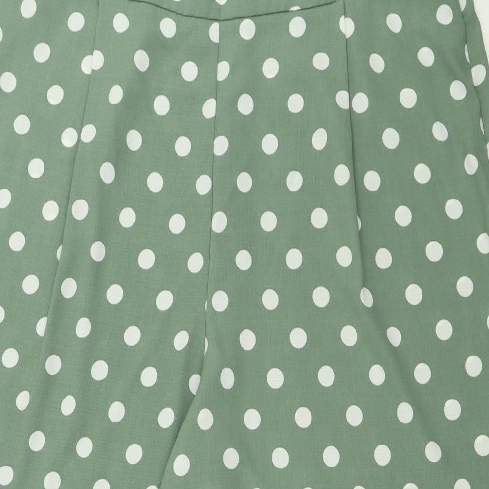 Primark Womens Green Polka Dot Polyester Cropped Trousers Size 20 L22 in Regular Zip