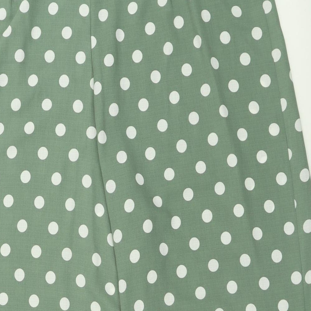 Primark Womens Green Polka Dot Polyester Cropped Trousers Size 20 L22 in Regular Zip