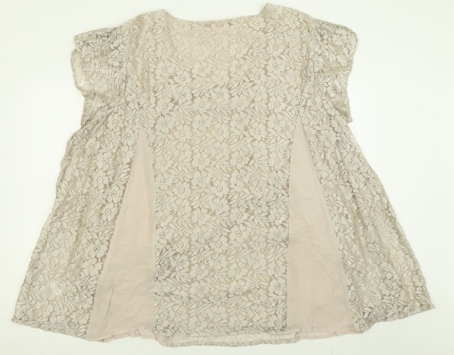 Together Womens Beige Floral Viscose Basic Blouse Size 30 V-Neck