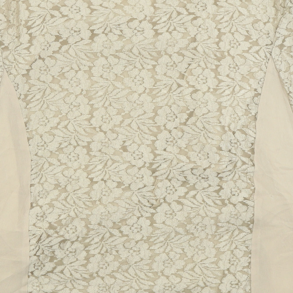 Together Womens Beige Floral Viscose Basic Blouse Size 30 V-Neck