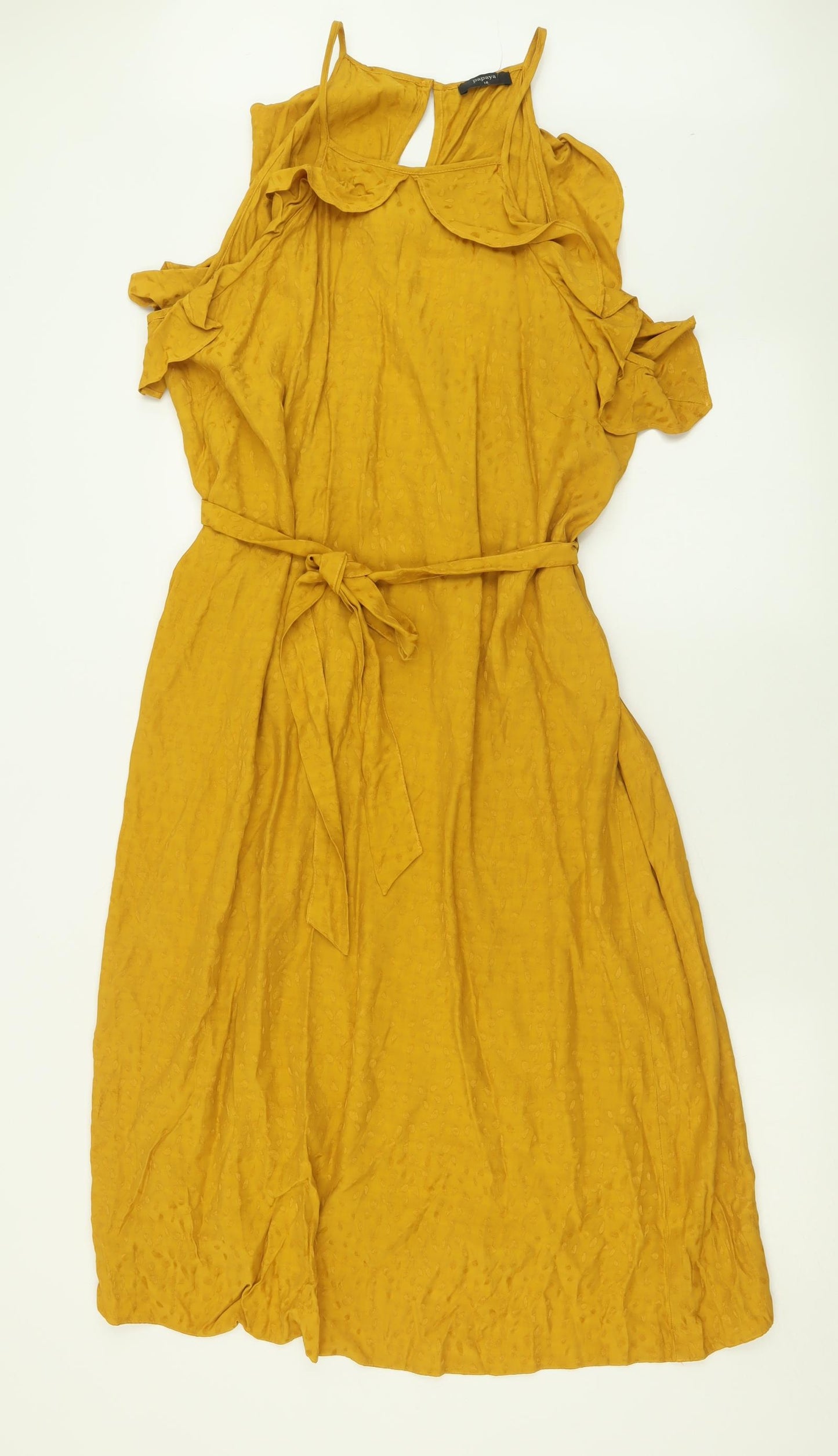 Papaya Womens Yellow Polka Dot Viscose A-Line  Size 18  Square Neck Pullover