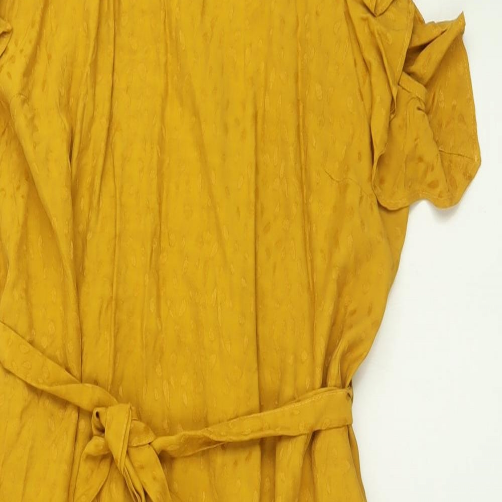 Papaya Womens Yellow Polka Dot Viscose A-Line  Size 18  Square Neck Pullover