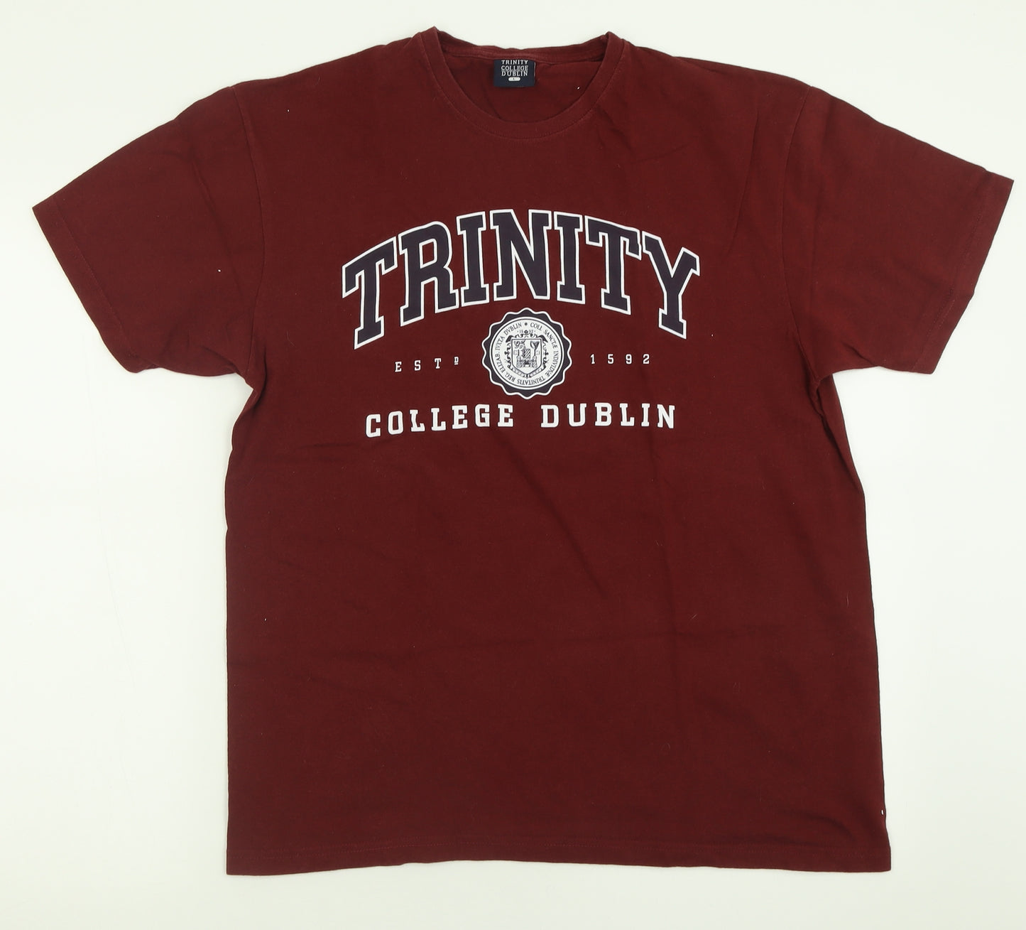 Trinity Mens Red  Cotton  T-Shirt Size L Crew Neck