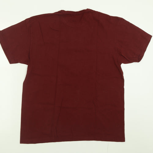 Trinity Mens Red  Cotton  T-Shirt Size L Crew Neck