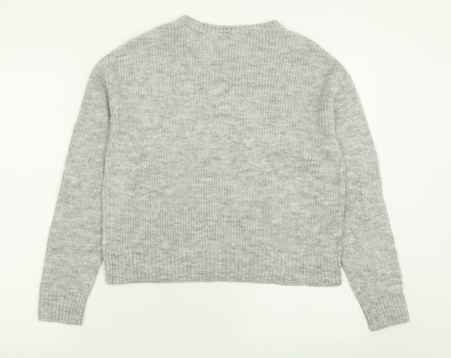 H&M Womens Grey Crew Neck  Acrylic Pullover Jumper Size XS